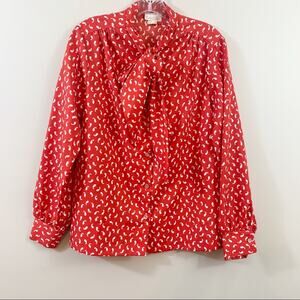 Vintage Lee Mar Red Poshmark Neck Tie Blouse